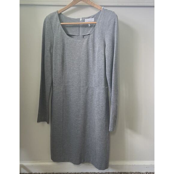 ADAM By Adam Lippes Classic Gray Long Sleeve Sheath Dress With Pockets Size 12 - Picture 1 of 14